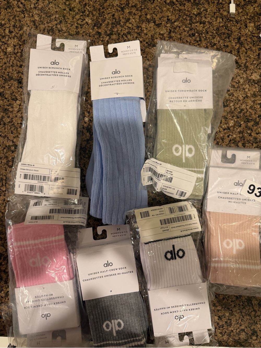ALO Yoga Unisex Crew & Throwback Socks - 2 pair bundle ONLY- READ DESCRIPTION